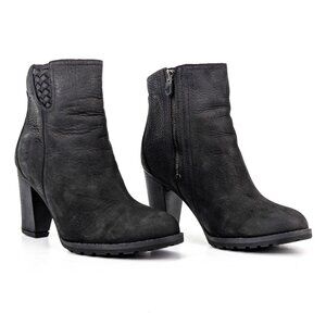 Timberland Women Stratton Black Nubuck Zip Heel Ankle Boots sz 8.5